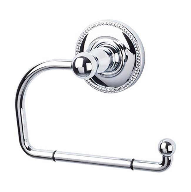Top Knobs - Edwardian Bath Tissue Hook Beaded Backplate Polished Chrome - Polished Chrome