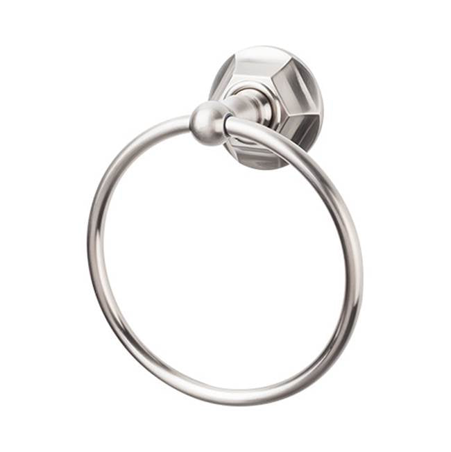 Top Knobs - Edwardian Bath Ring Hex Backplate Brushed Satin Nickel - Brushed Satin Nickel