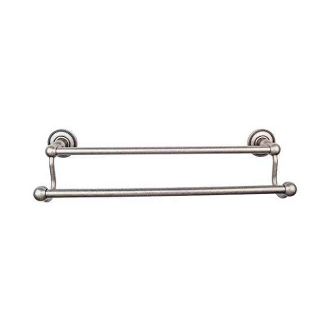 Top Knobs - Edwardian Bath Towel Bar 18 In. Double - Beaded Bplate Antique Pewter - Antique Pewter
