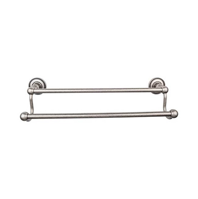 Top Knobs - Edwardian Bath Towel Bar 18 In. Double - Beaded Bplate Antique Pewter - Antique Pewter