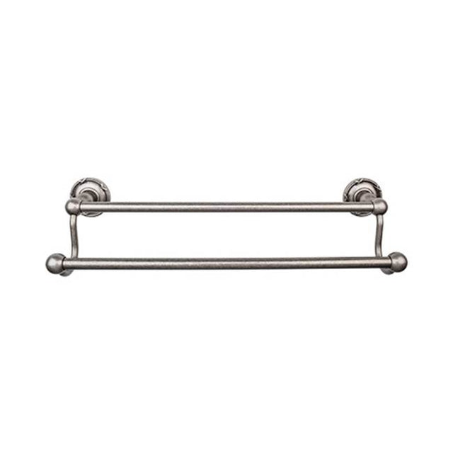 Top Knobs - Edwardian Bath Towel Bar 18 Inch Double - Ribbon Bplate Antique Pewter - Antique Pewter