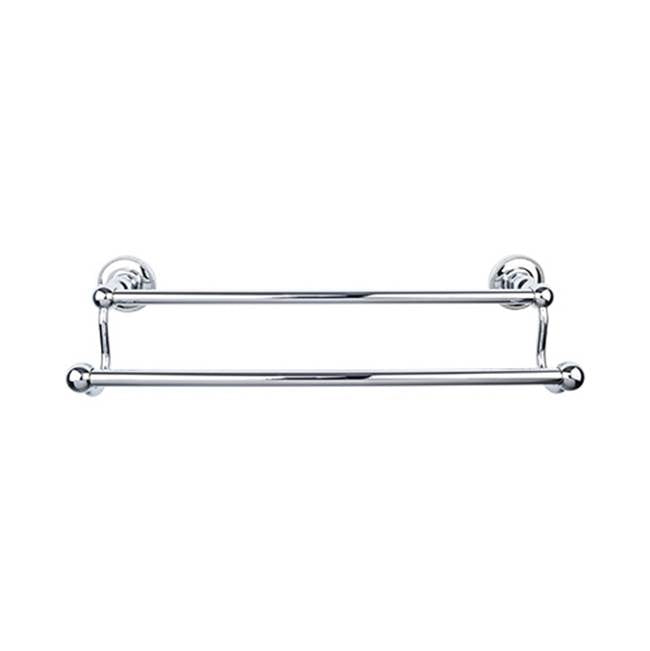 Top Knobs - Edwardian Bath Towel Bar 18 In. Double - Beaded Bplate Polished Chrome - Polished Chrome