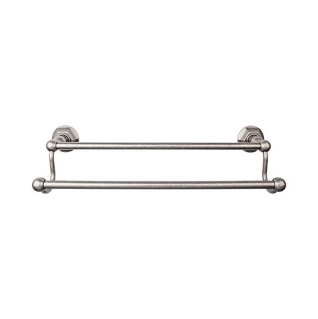 Top Knobs - Edwardian Bath Towel Bar 24 Inch Double - Hex Backplate Antique Pewter - Antique Pewter