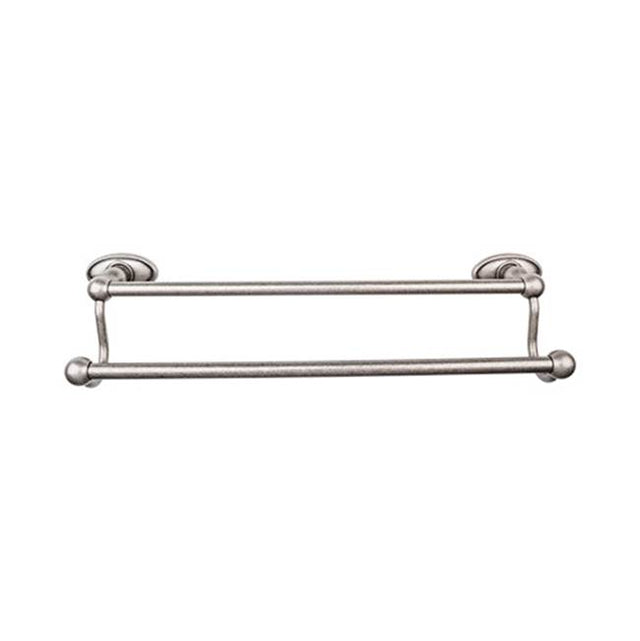 Top Knobs - Edwardian Bath Towel Bar 24 In. Double - Oval Backplate Antique Pewter - Antique Pewter