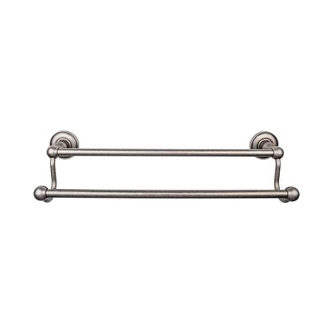 Top Knobs - Edwardian Bath Towel Bar 24 Inch Double - Plain Bplate Antique Pewter - Antique Pewter