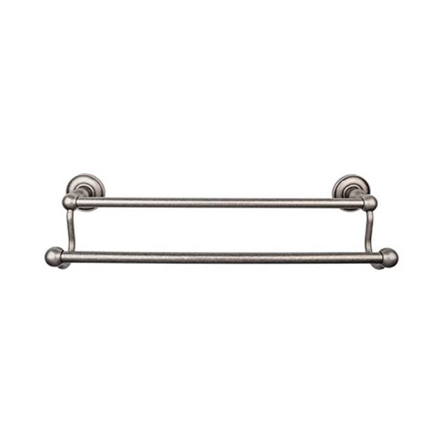 Top Knobs - Edwardian Bath Towel Bar 24 Inch Double - Plain Bplate Antique Pewter - Antique Pewter