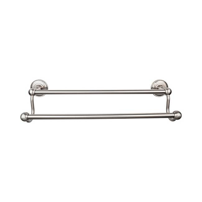 Top Knobs - Edwardian Bath Towel Bar 24 Inch Double - Plain Bplate Brushed Satin Nickel - Brushed Satin Nickel