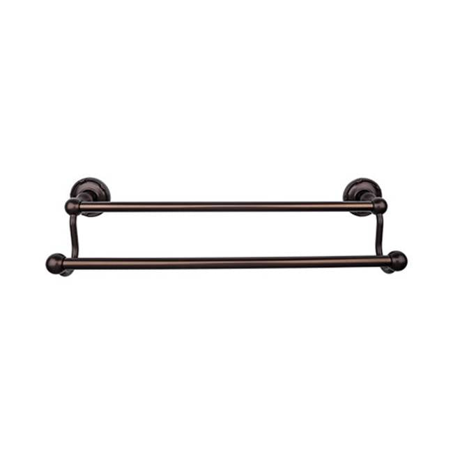 Top Knobs - Edwardian Bath Towel Bar 24 Inch Double - Ribbon Bplate Oil Rubbed Bronze - Oil Rubbed Bronze