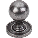 Top Knobs - Paris Knob Smooth 1 1/4 Inch w/Backplate Cast Iron - Cast Iron