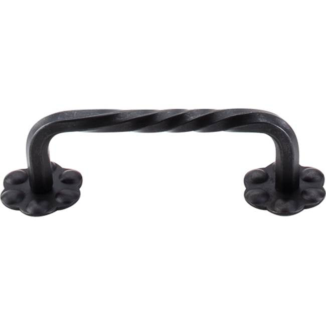 Top Knobs - Thin Twist D Pull 3 5/32 Inch (c-c) w/Backplate Patina Black - Patina Black