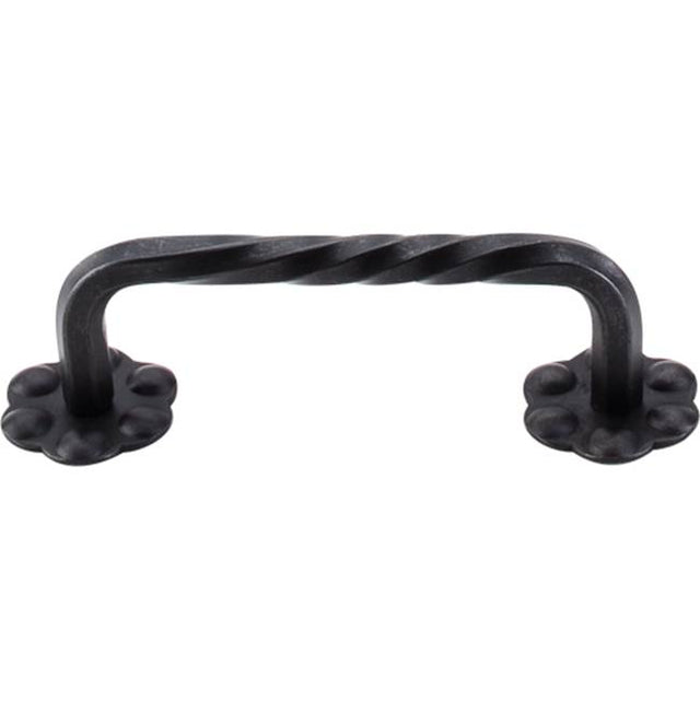 Top Knobs - Thin Twist D Pull 3 5/32 Inch (c-c) w/Backplate Patina Black - Patina Black