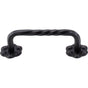 Top Knobs - Thin Twist D Pull 3 5/32 Inch (c-c) w/Backplate Patina Black - Patina Black
