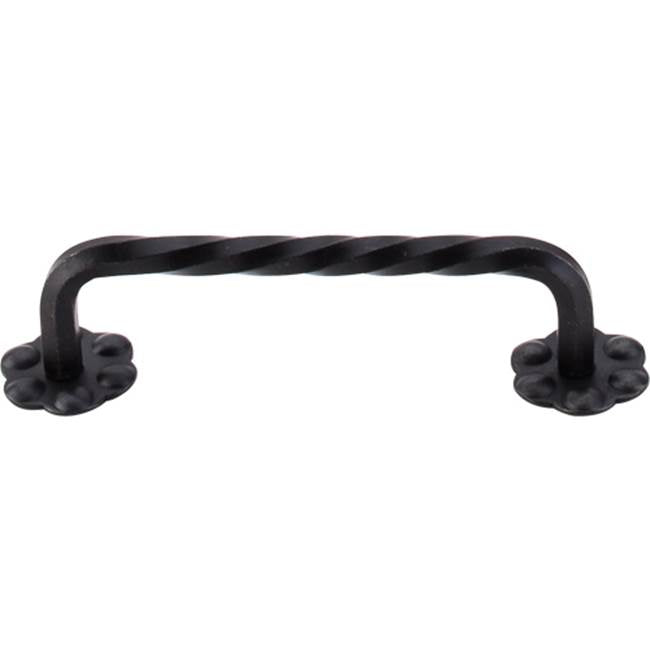 Top Knobs - Thin Twist D Pull 3 15/16 Inch (c-c) w/Backplate Patina Black - Patina Black