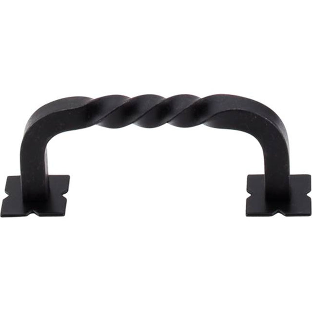 Top Knobs - Twist Pull 3 Inch (c-c) w/Backplates Patina Black - Patina Black