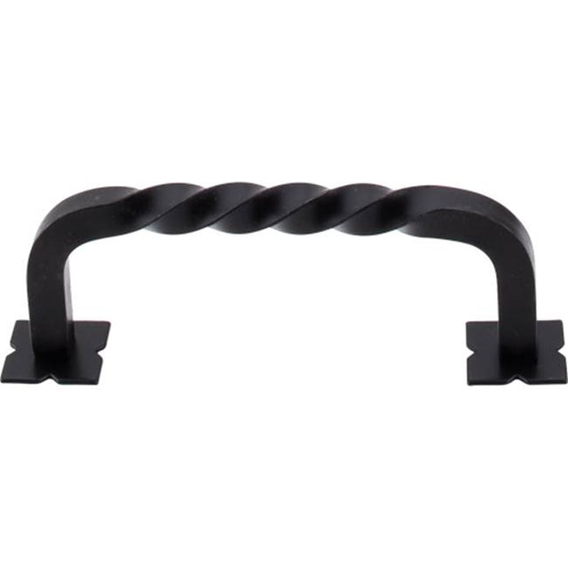 Top Knobs - Twist Pull 3 3/4 Inch (c-c) w/Backplates Patina Black - Patina Black