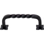 Top Knobs - Twist Pull 3 3/4 Inch (c-c) w/Backplates Patina Black - Patina Black