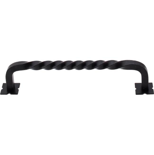 Top Knobs - Square Twist D Pull 6 Inch (c-c) w/Backplates Patina Black - Patina Black