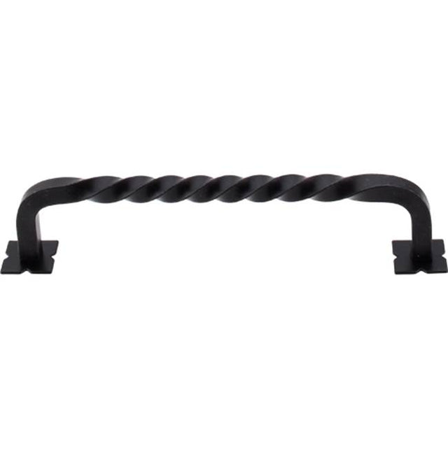 Top Knobs - Square Twist D Pull 6 Inch (c-c) w/Backplates Patina Black - Patina Black