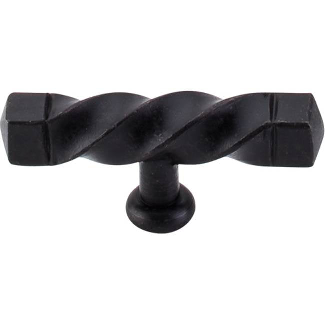 Top Knobs - Square Twist T-Handle 3 3/16 Inch (c-c) Patina Black - Patina Black
