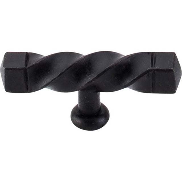 Top Knobs - Square Twist T-Handle 3 3/16 Inch (c-c) Patina Black - Patina Black