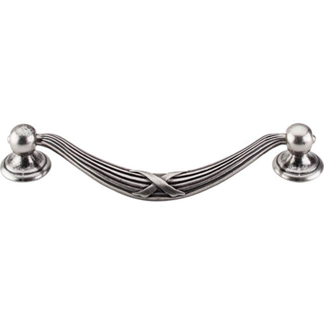Top Knobs - Ribbon and Reed Drop Pull 5 1/16 Inch (c-c) Pewter Antique - Pewter Antique
