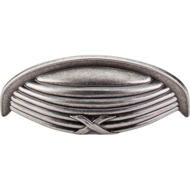 Top Knobs - Ribbon and Reed Cup Pull 3 Inch (c-c) Pewter Antique - Pewter Antique