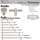Dempsey Round Knob 1 1/4 Inch Ash Gray