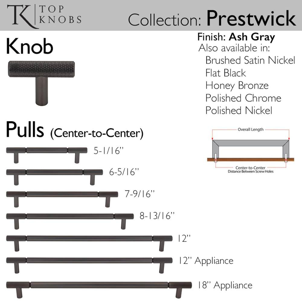 Prestwick Pull 8 13/16 Inch (c-c) Ash Gray