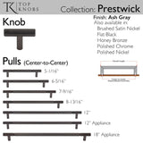 Prestwick Pull 8 13/16 Inch (c-c) Ash Gray