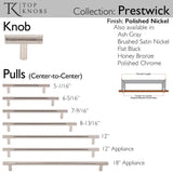 Prestwick Pull 8 13/16 Inch (c-c) Ash Gray