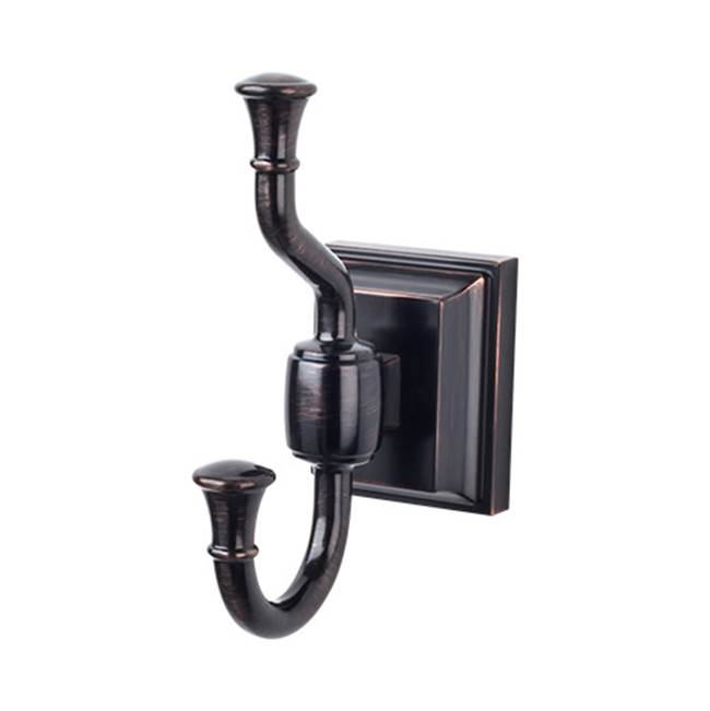 Top Knobs - Stratton Bath Double Hook  Tuscan Bronze - Tuscan Bronze