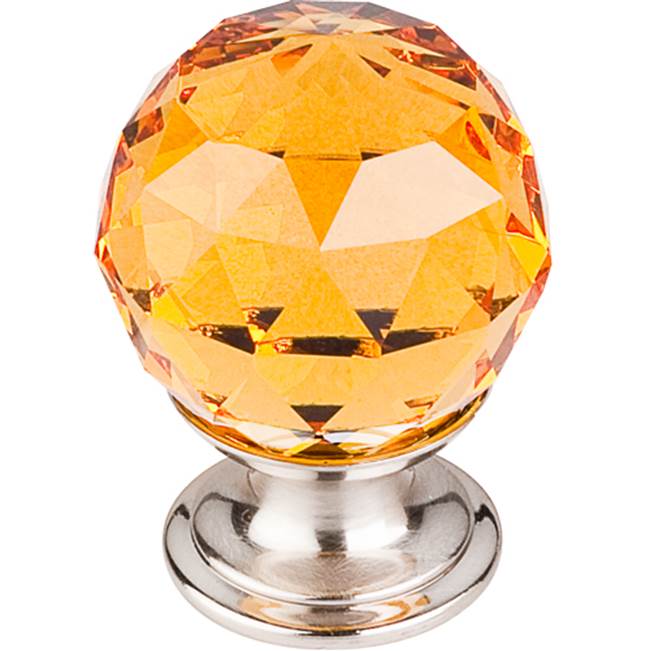 Top Knobs - Amber Crystal Knob 1 1/8 Inch Brushed Satin Nickel Base - Brushed Satin Nickel