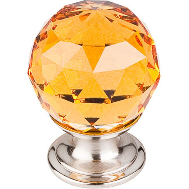 Top Knobs - Amber Crystal Knob 1 1/8 Inch Brushed Satin Nickel Base - Brushed Satin Nickel