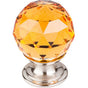 Top Knobs - Amber Crystal Knob 1 1/8 Inch Brushed Satin Nickel Base - Brushed Satin Nickel