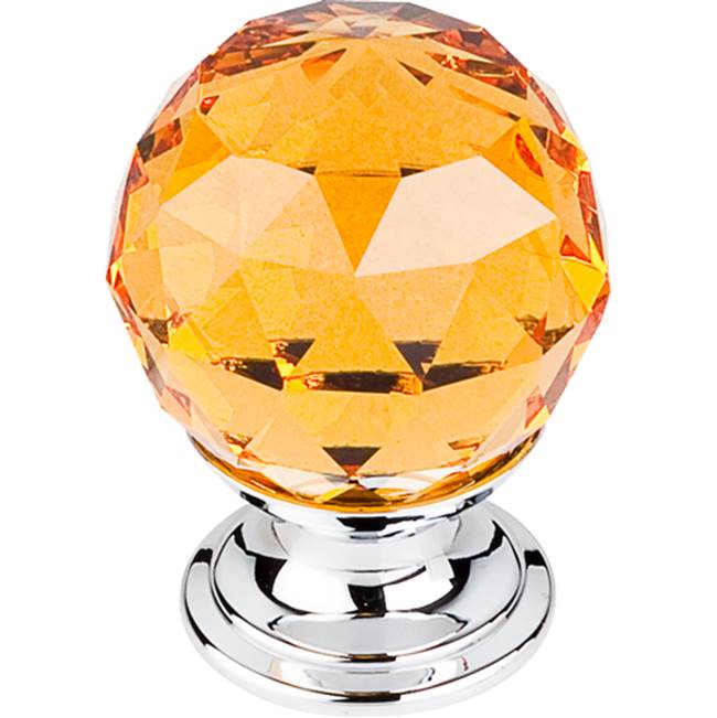 Top Knobs - Amber Crystal Knob 1 1/8 Inch Polished Chrome Base - Polished Chrome