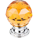 Top Knobs - Amber Crystal Knob 1 1/8 Inch Polished Chrome Base - Polished Chrome
