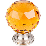 Top Knobs - Amber Crystal Knob 1 3/8 Inch Brushed Satin Nickel Base - Brushed Satin Nickel