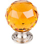 Top Knobs - Amber Crystal Knob 1 3/8 Inch Brushed Satin Nickel Base - Brushed Satin Nickel