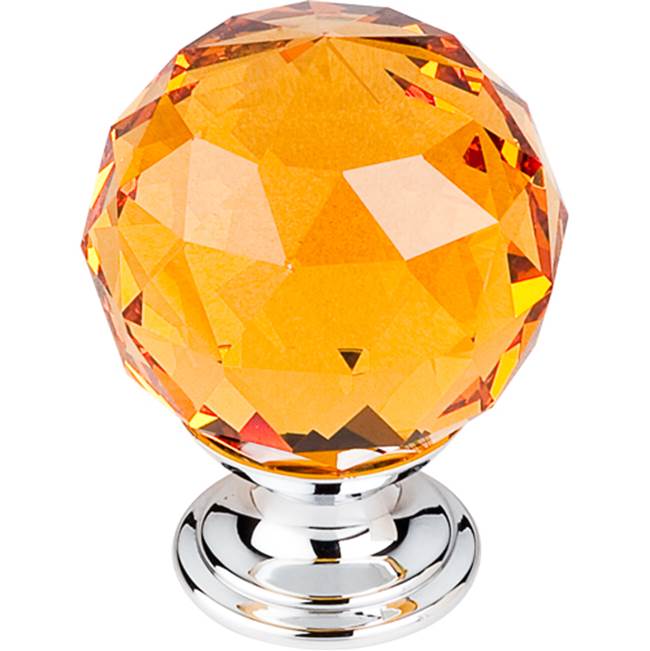 Top Knobs - Amber Crystal Knob 1 3/8 Inch Polished Chrome Base - Polished Chrome
