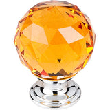 Top Knobs - Amber Crystal Knob 1 3/8 Inch Polished Chrome Base - Polished Chrome