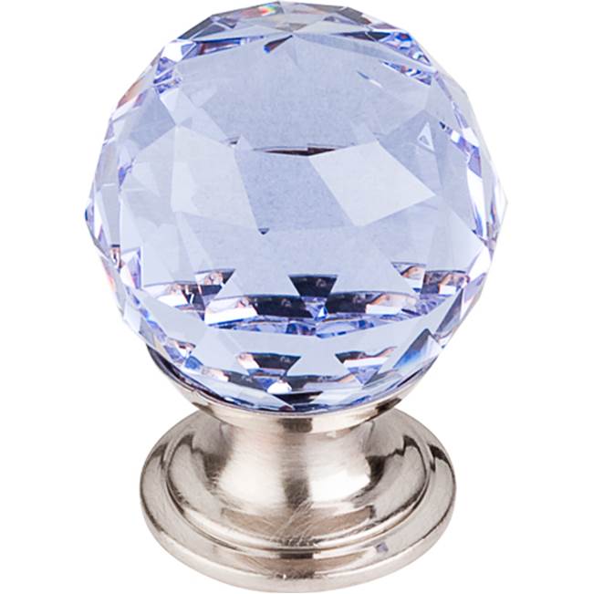 Top Knobs - Light Blue Crystal Knob 1 1/8 Inch Brushed Satin Nickel Base - Brushed Satin Nickel