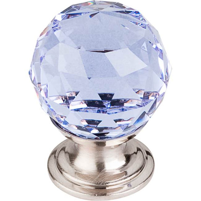 Top Knobs - Light Blue Crystal Knob 1 1/8 Inch Brushed Satin Nickel Base - Brushed Satin Nickel