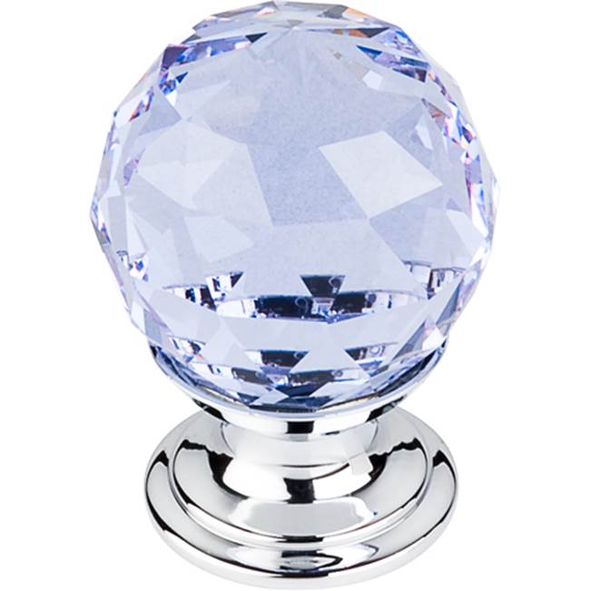 Top Knobs - Light Blue Crystal Knob 1 1/8 Inch Polished Chrome Base - Polished Chrome