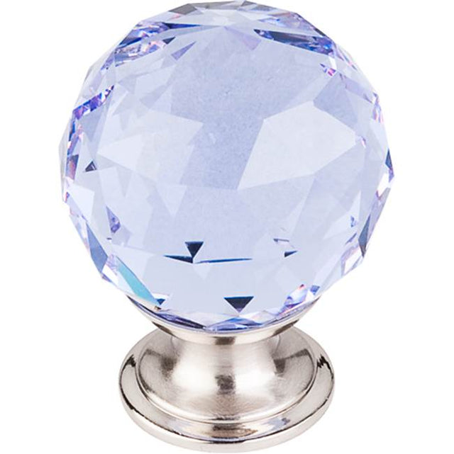 Top Knobs - Light Blue Crystal Knob 1 3/8 Inch Brushed Satin Nickel Base - Brushed Satin Nickel