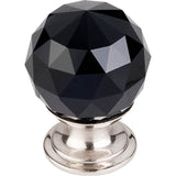 Top Knobs - Black Crystal Knob 1 1/8 Inch Brushed Satin Nickel Base - Brushed Satin Nickel