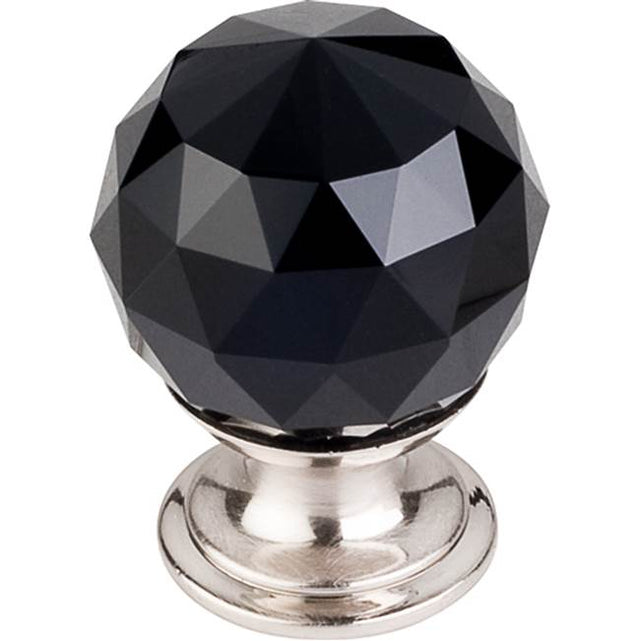 Top Knobs - Black Crystal Knob 1 1/8 Inch Brushed Satin Nickel Base - Brushed Satin Nickel
