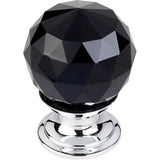 Top Knobs - Black Crystal Knob 1 1/8 Inch Polished Chrome Base - Polished Chrome