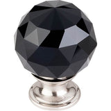 Top Knobs - Black Crystal Knob 1 3/8 Inch Brushed Satin Nickel Base - Brushed Satin Nickel