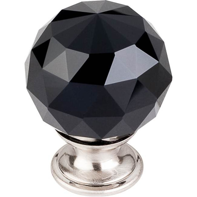 Top Knobs - Black Crystal Knob 1 3/8 Inch Brushed Satin Nickel Base - Brushed Satin Nickel