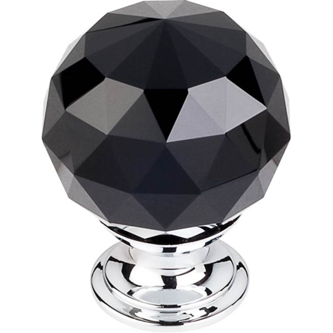 Top Knobs - Black Crystal Knob 1 3/8 Inch Polished Chrome Base - Polished Chrome